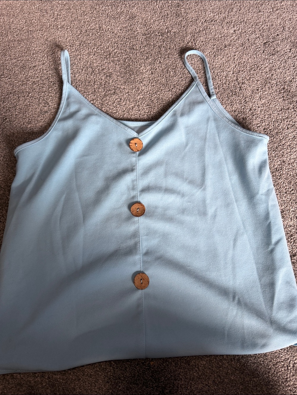 Light Blue Button-Front Cami Tank Top